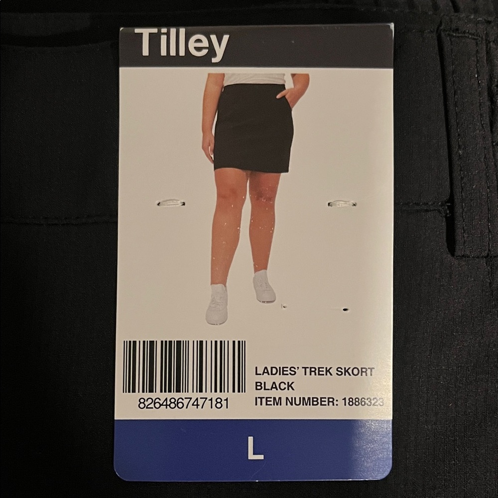 NWT Tilley Black Ladies' Trek Skort (Size L)